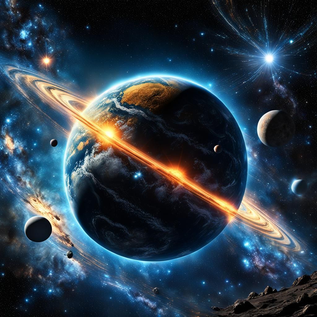 Distant Planet Erra Orbiting Taygeta: Digital Matte Painting