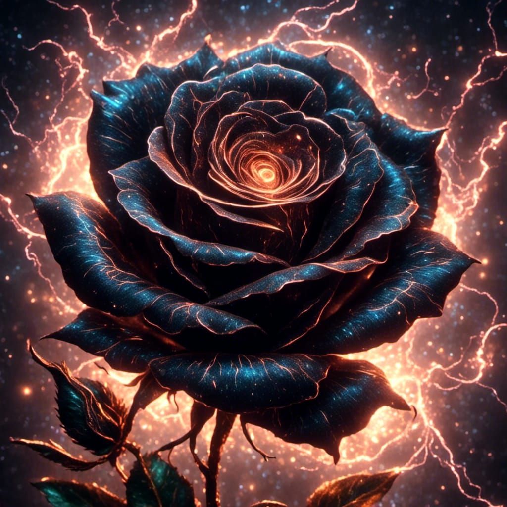 Electric Black Rose: A Digital Art Bloom