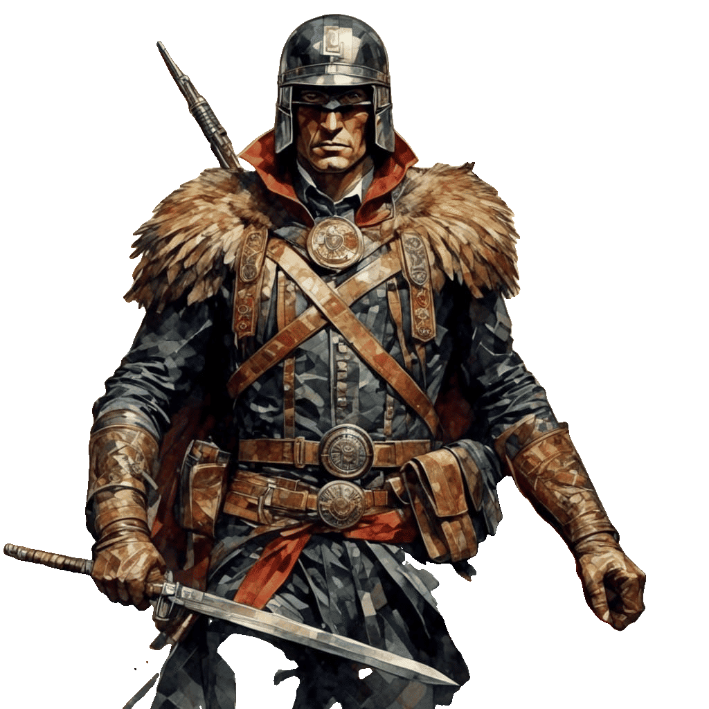 Art Deco Animal Warrior in Deep Background