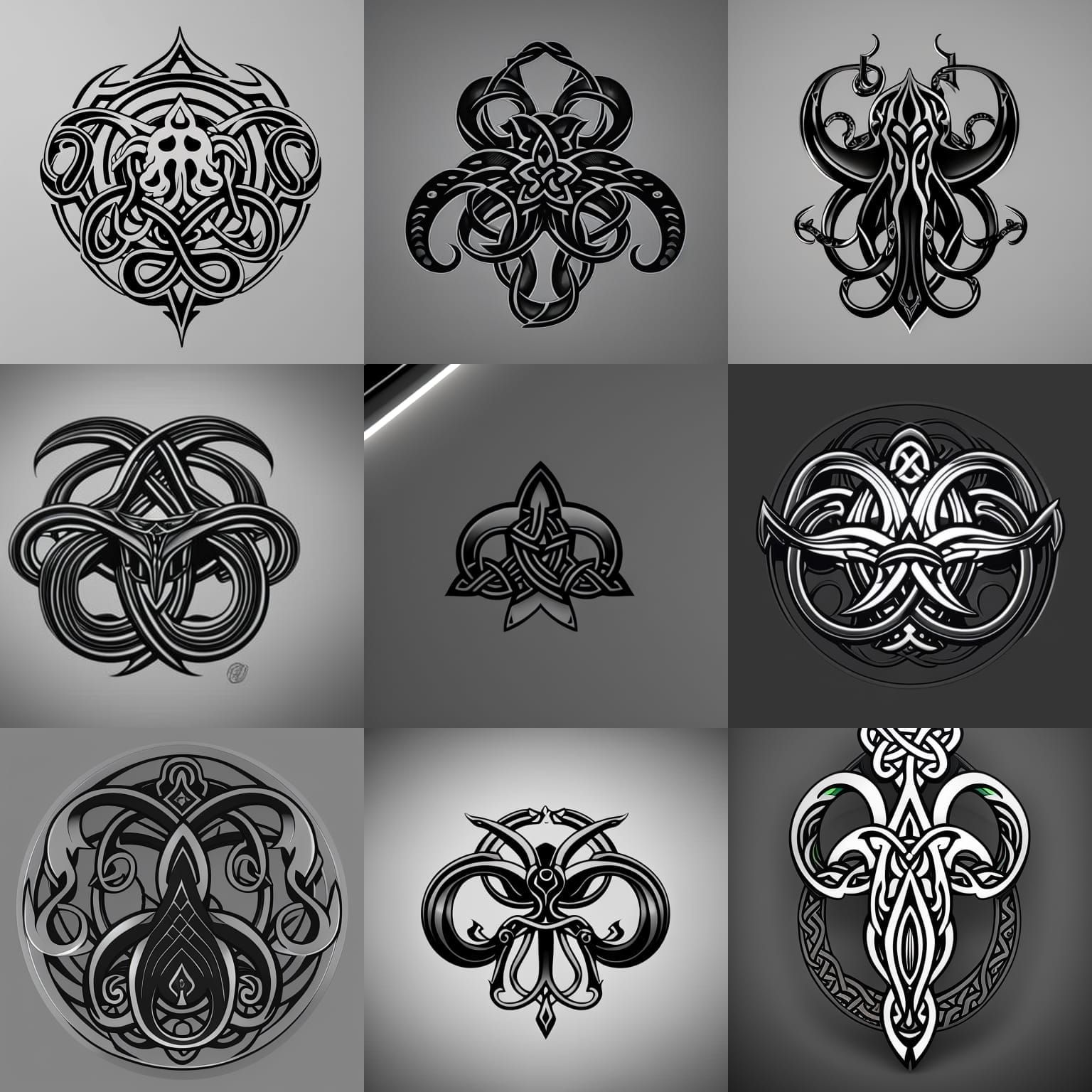 Detailed Cthulhu Tattoo Design with Celtic Knots