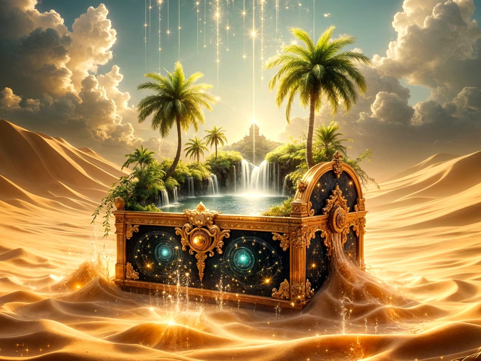 Oasis in Treasure Chest: Gouache Impressionism