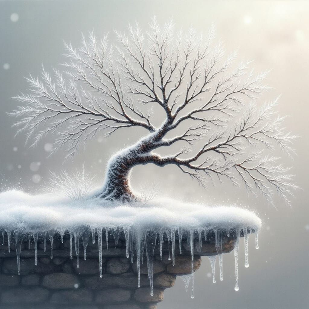 Winter's Fury: Frosty Windswept Landscape