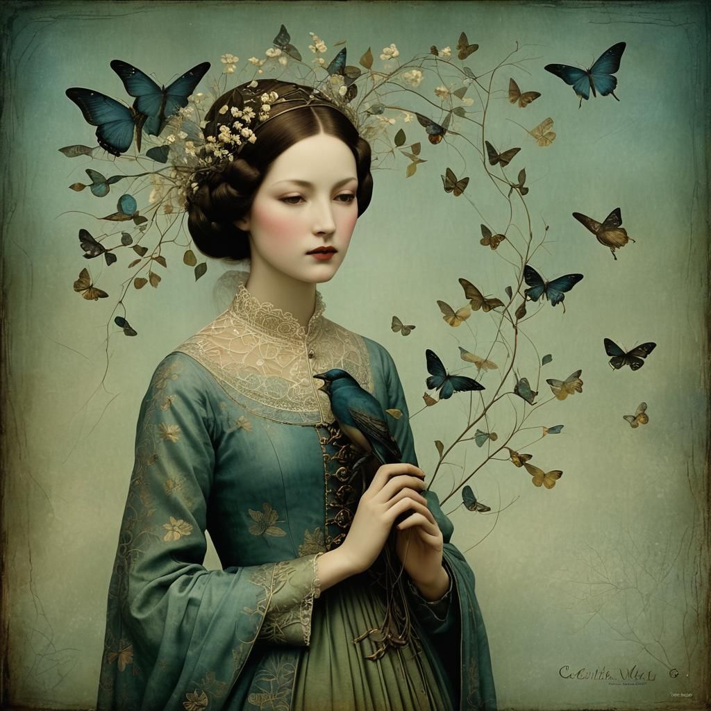 Surreal Woman Portrait in Dreamscape Style