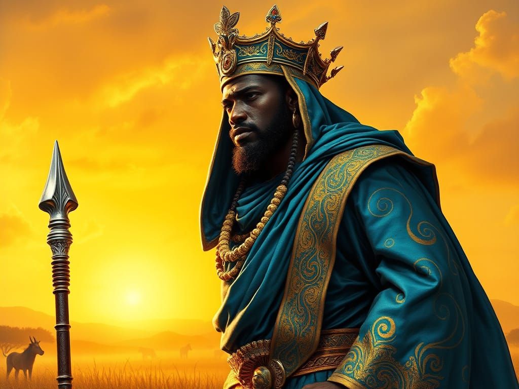 Regal Warrior-King in Renaissance-Inspired African Garb