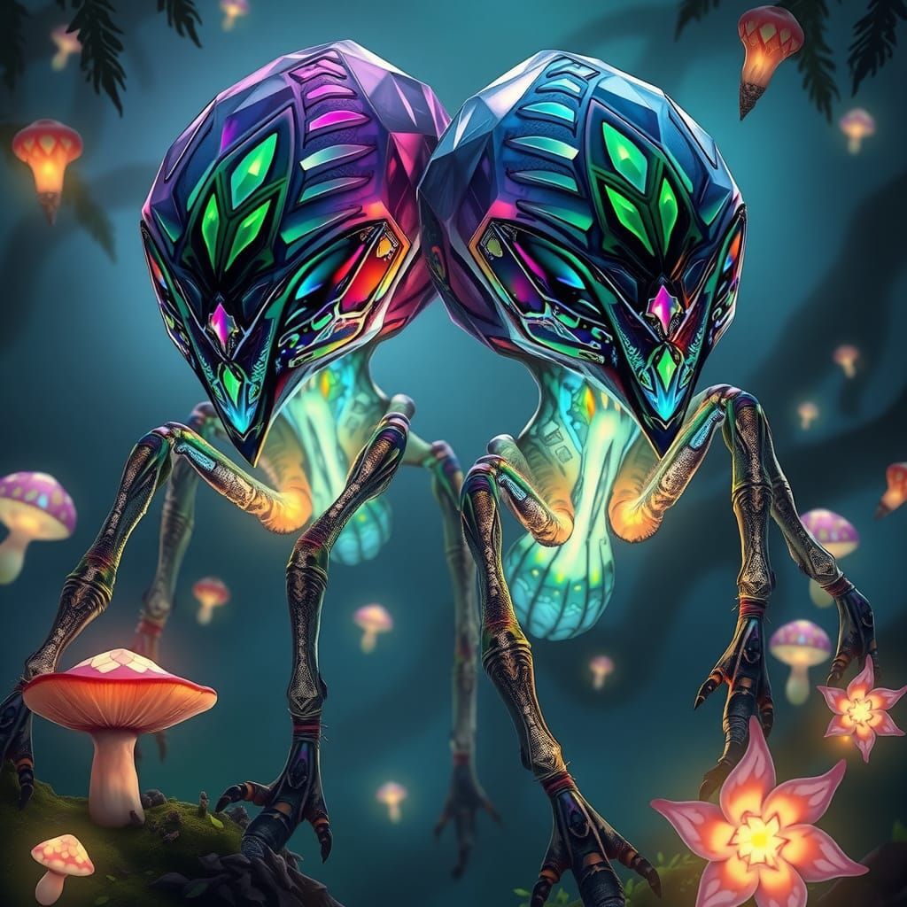 Luminous Alien Beings in Exoplanetary Forest