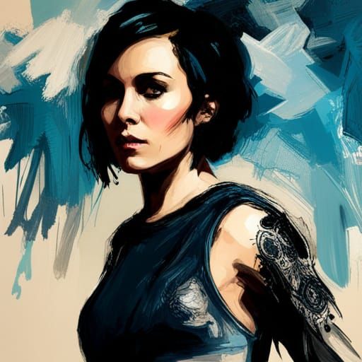 Feathered Woman: Detailed Digital Street Art