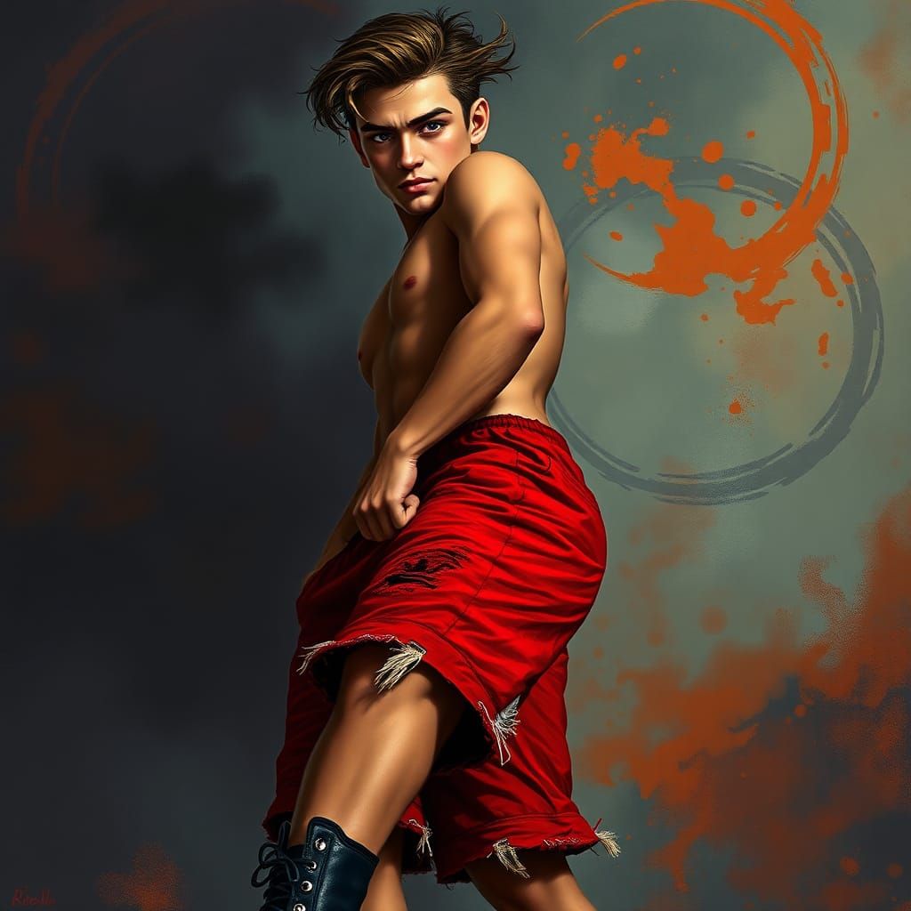 Fantasy Portrait: Young Man in Football Shorts and Boots