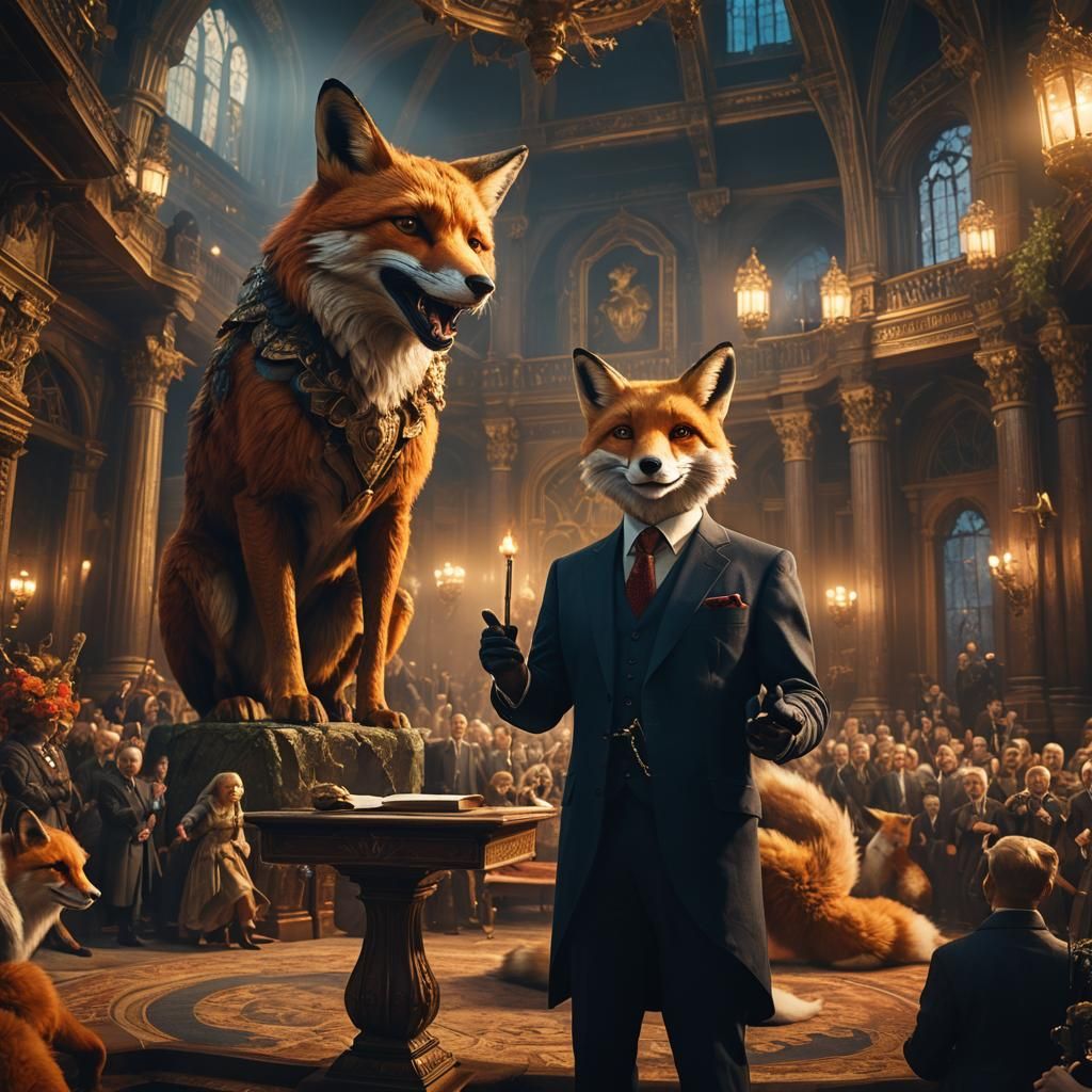 Fox-Headed Prime Minister Speech in Fantasy Style