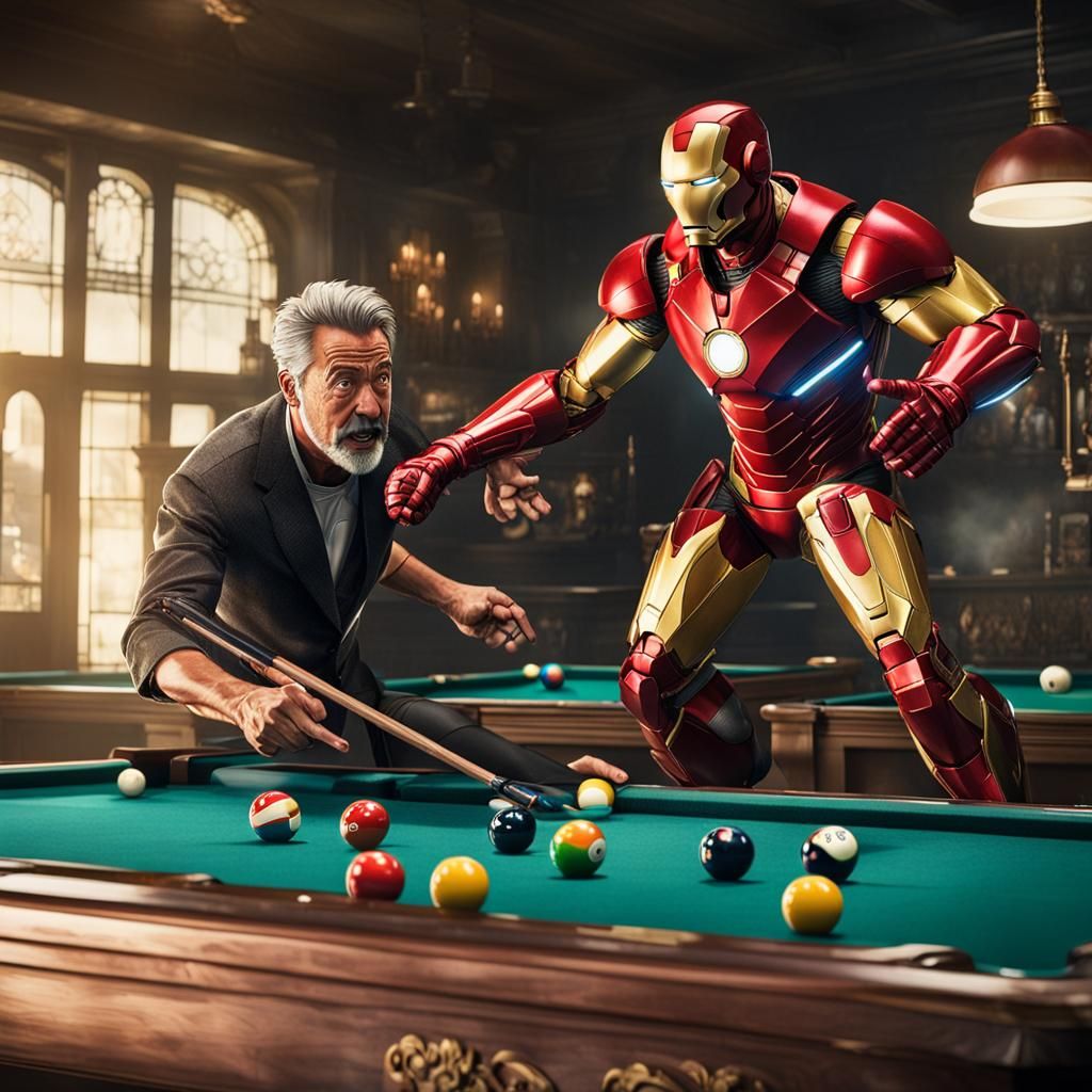 Iron Man and The Flash Play Billiards