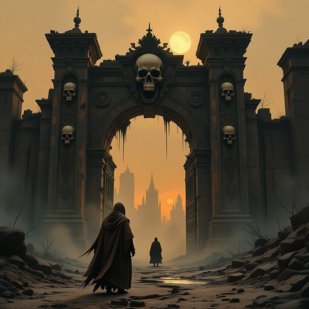 Forgotten City Gate: Dark Fantasy Art