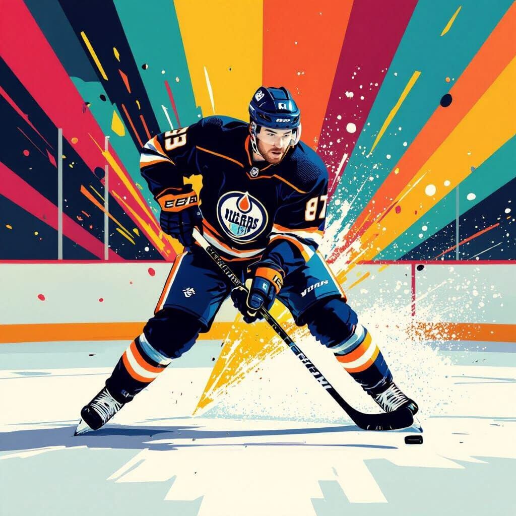 McDavid Scores Top Shelf Goal on Wolf in Pop Art Style