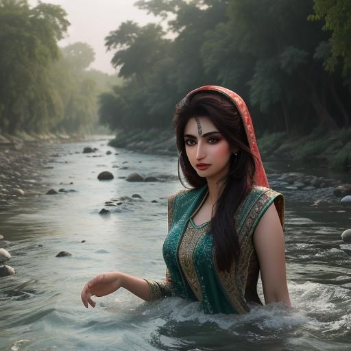 Pakistani Girls in River: Professional Photography