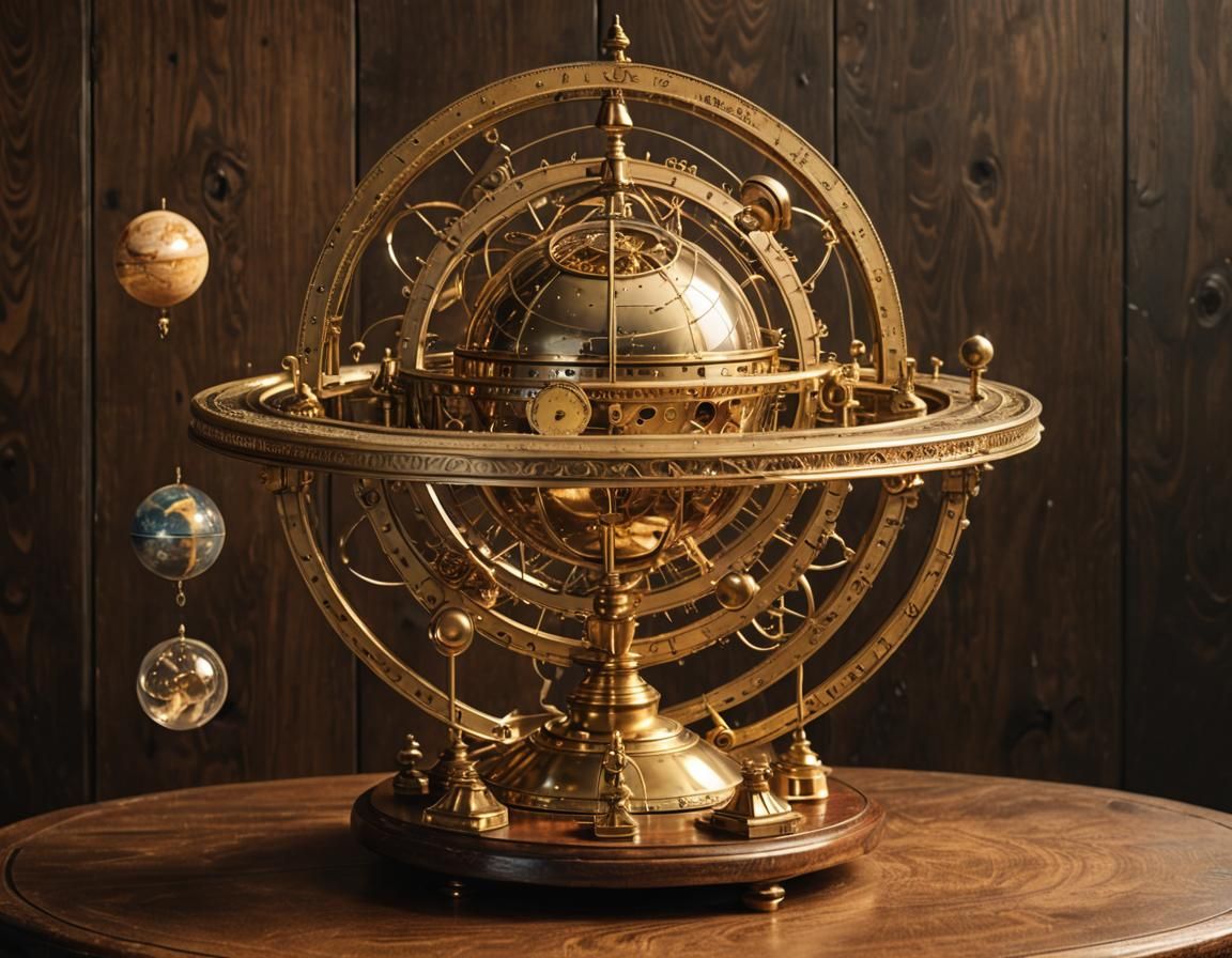 Ornate Brass Orrery: 19th Century Scientific Instrument