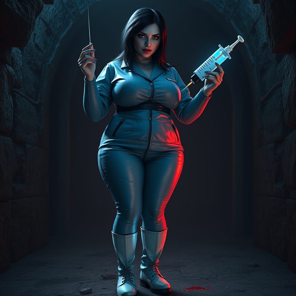 Surreal Alien Woman in Dark Dungeon