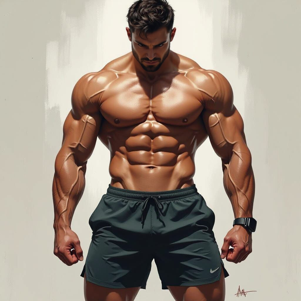 Muscular Man in Noir Style Concept Art