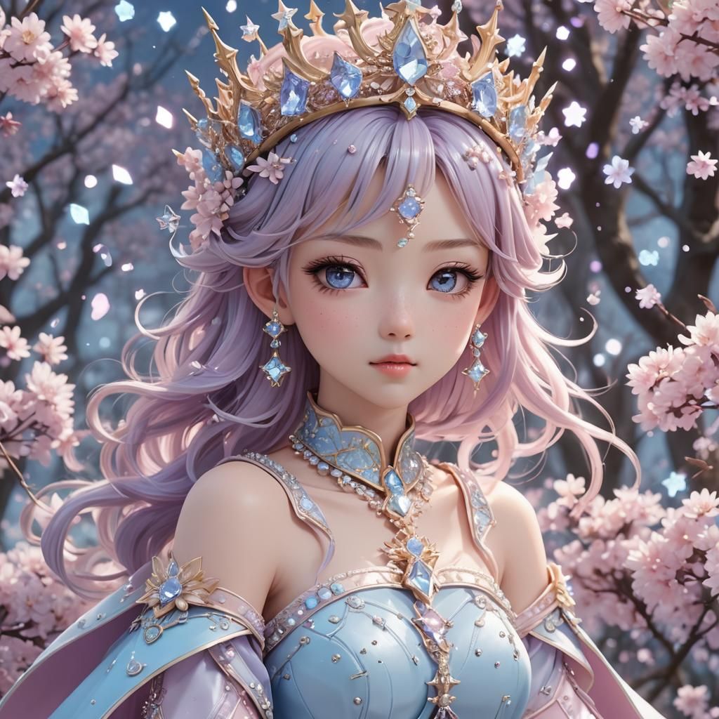 Sakura: Mystical Queen in Pastel Anime Art
