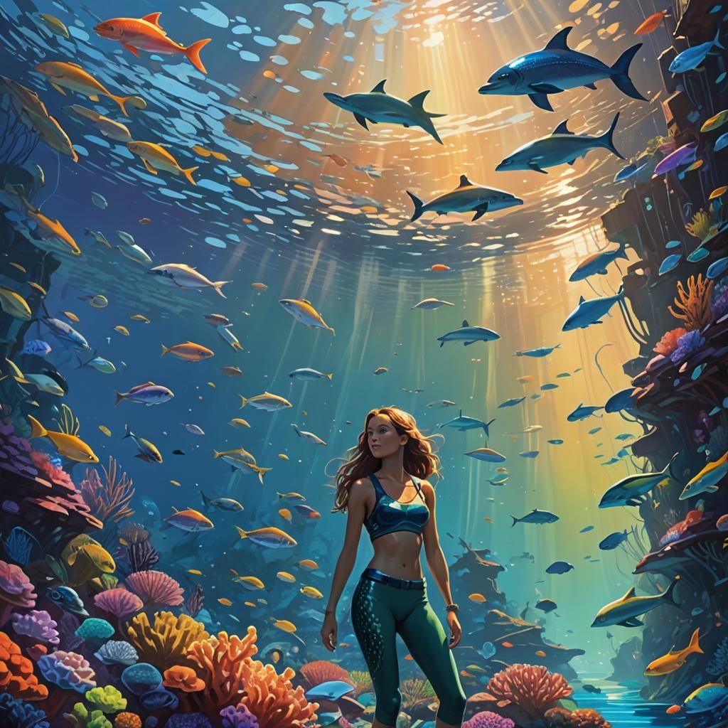 Mermaid in Coral Reef Digital Art
