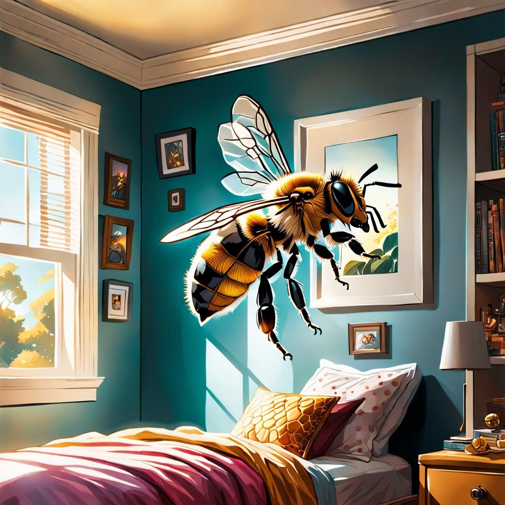 Honey Bee Flight Through Bedroom, Alex Ross Style
