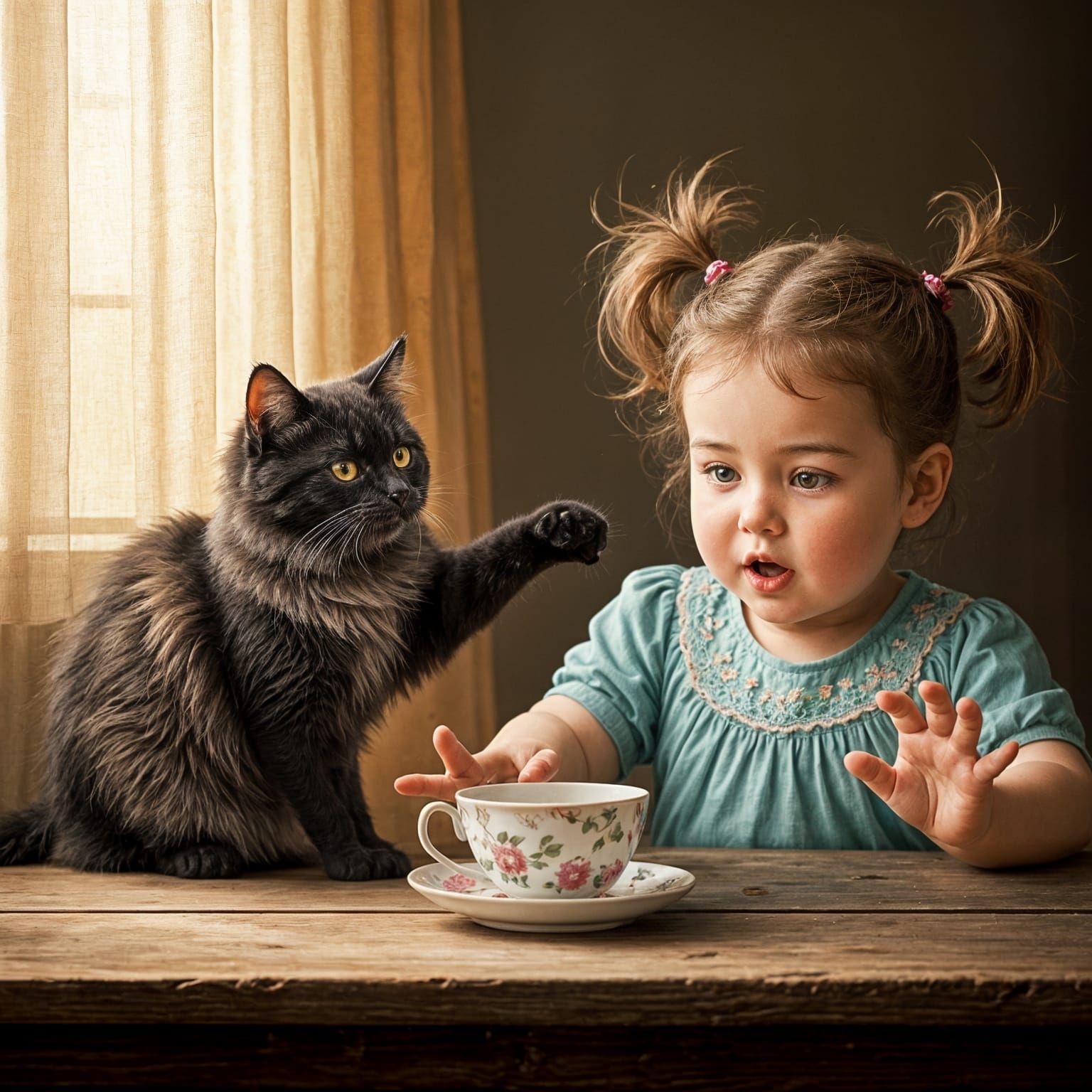 Furry Feline Chaos Unfolds in Whimsical Scene