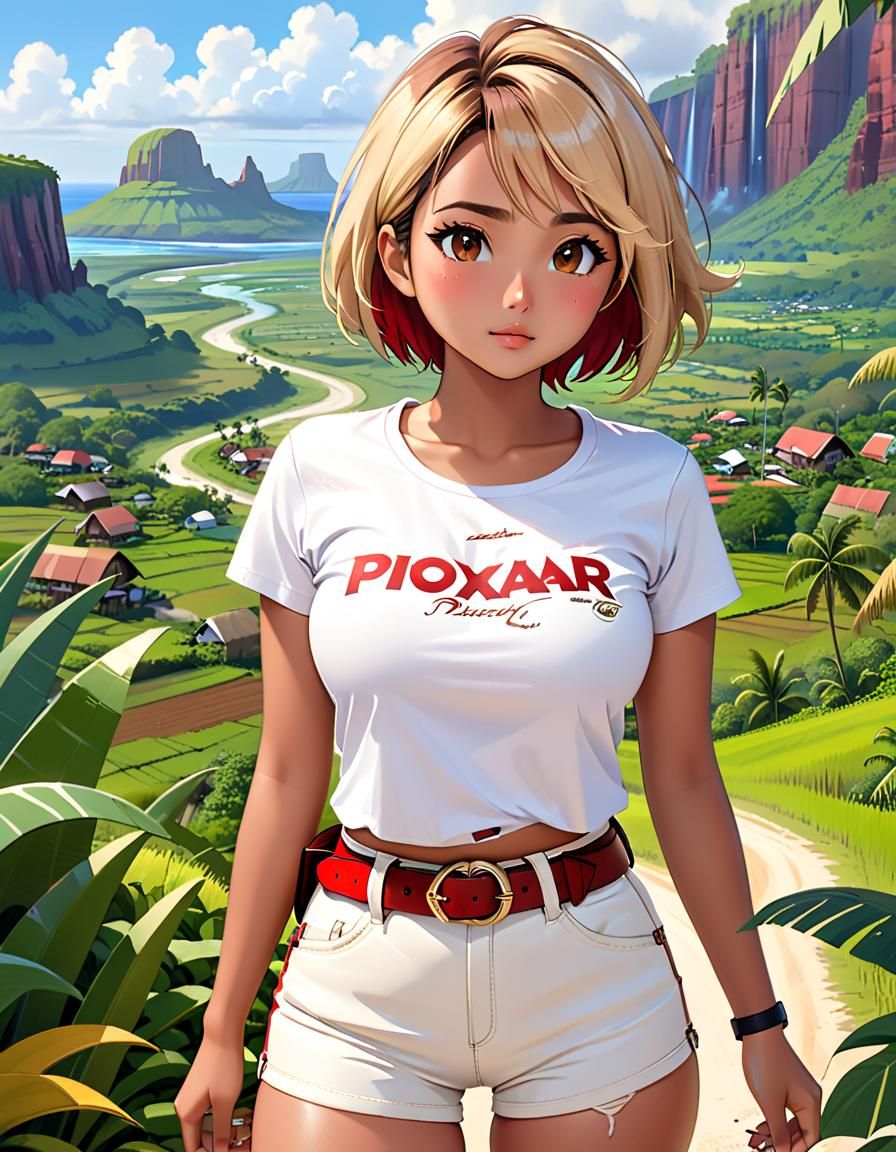 Indonesian Woman in Tropical Landscape, 3D Digital Art