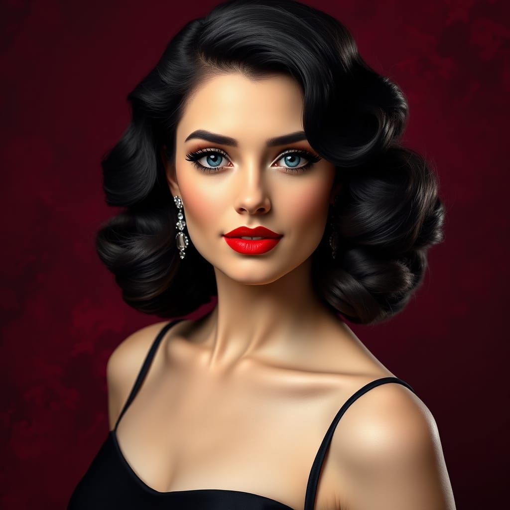 Elegant Woman in Classic Hollywood Glamour
