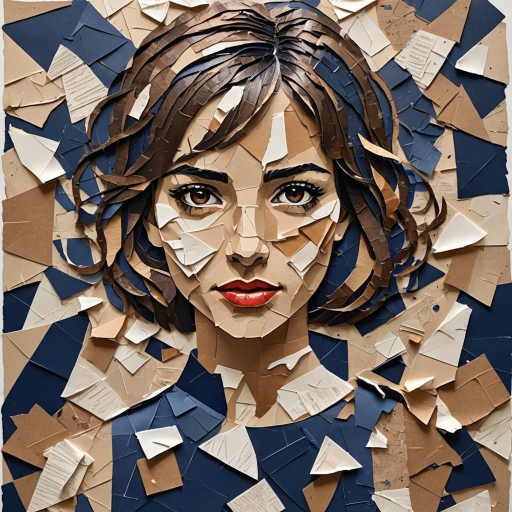 Paper Collage of a Beautiful Hispanic Woman