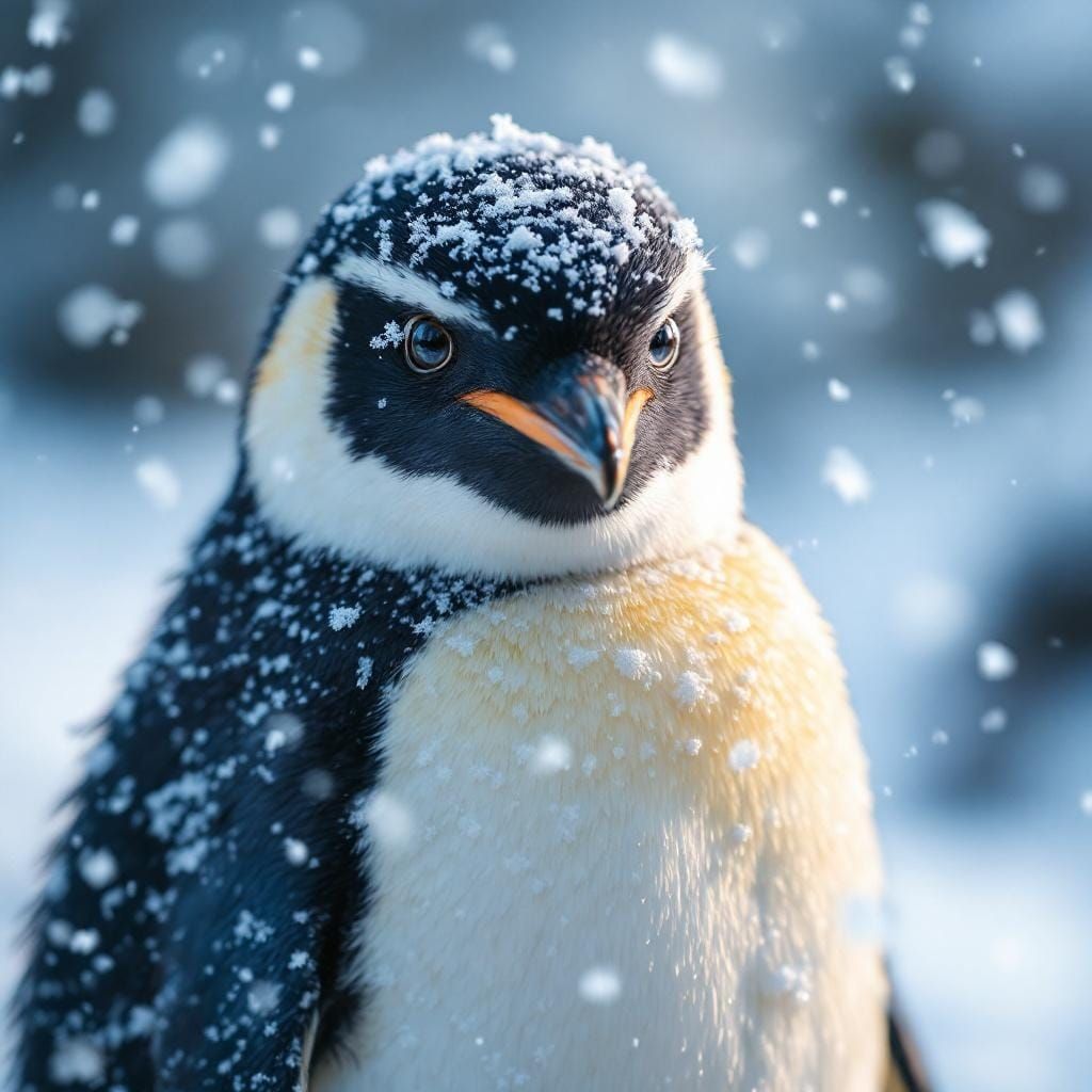 Realistic Penguin Portrait in Snow