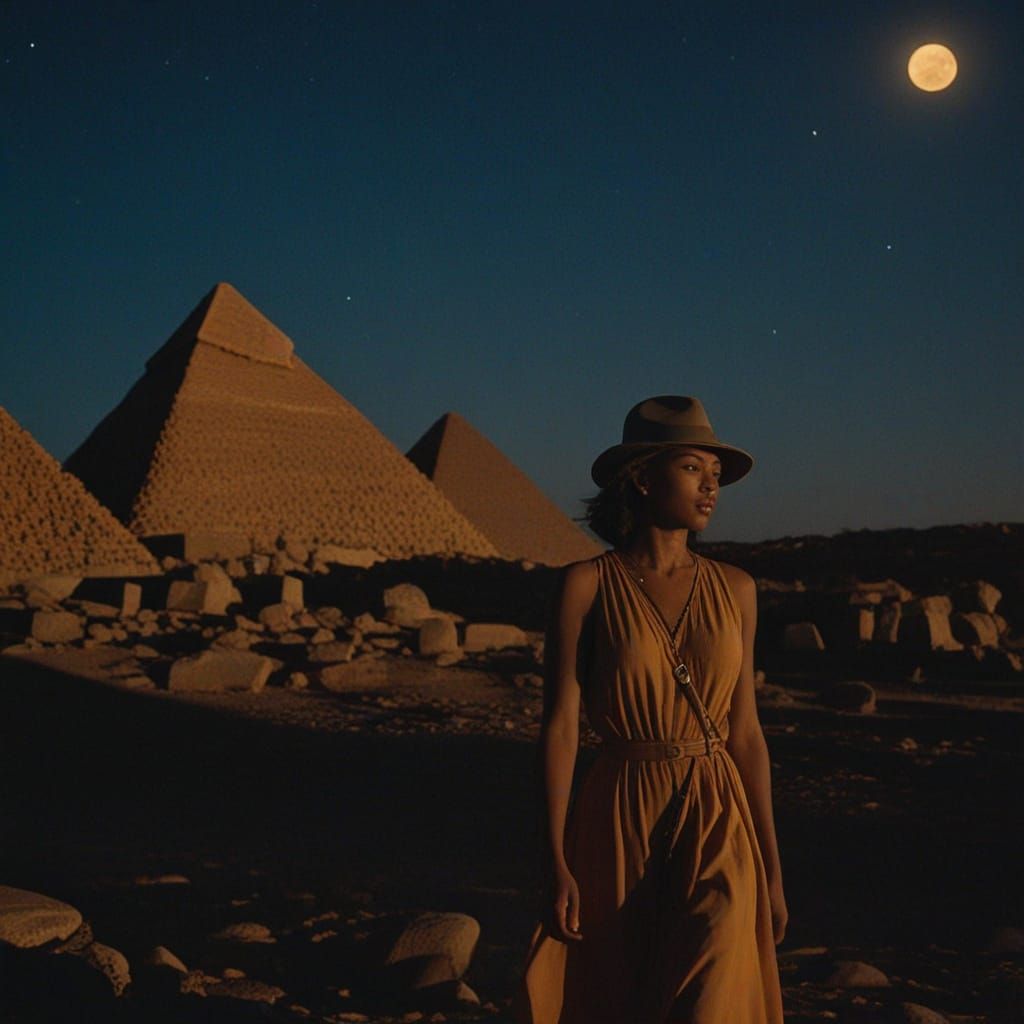 Pulp-Era Adventurer Under Moonlight: Cinematic Film Still
