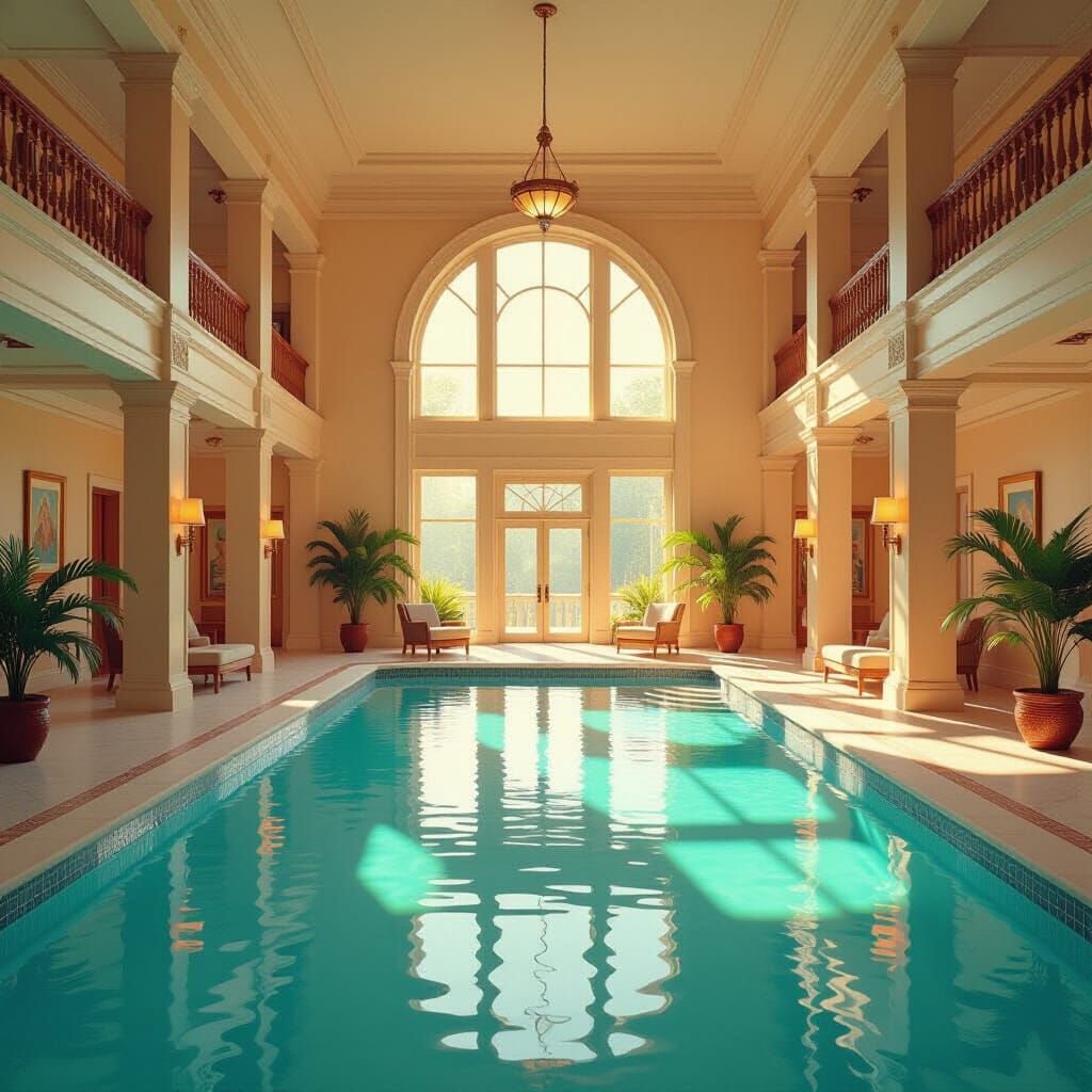 Luxurious Indoor Pool Hall in Futuristic Style