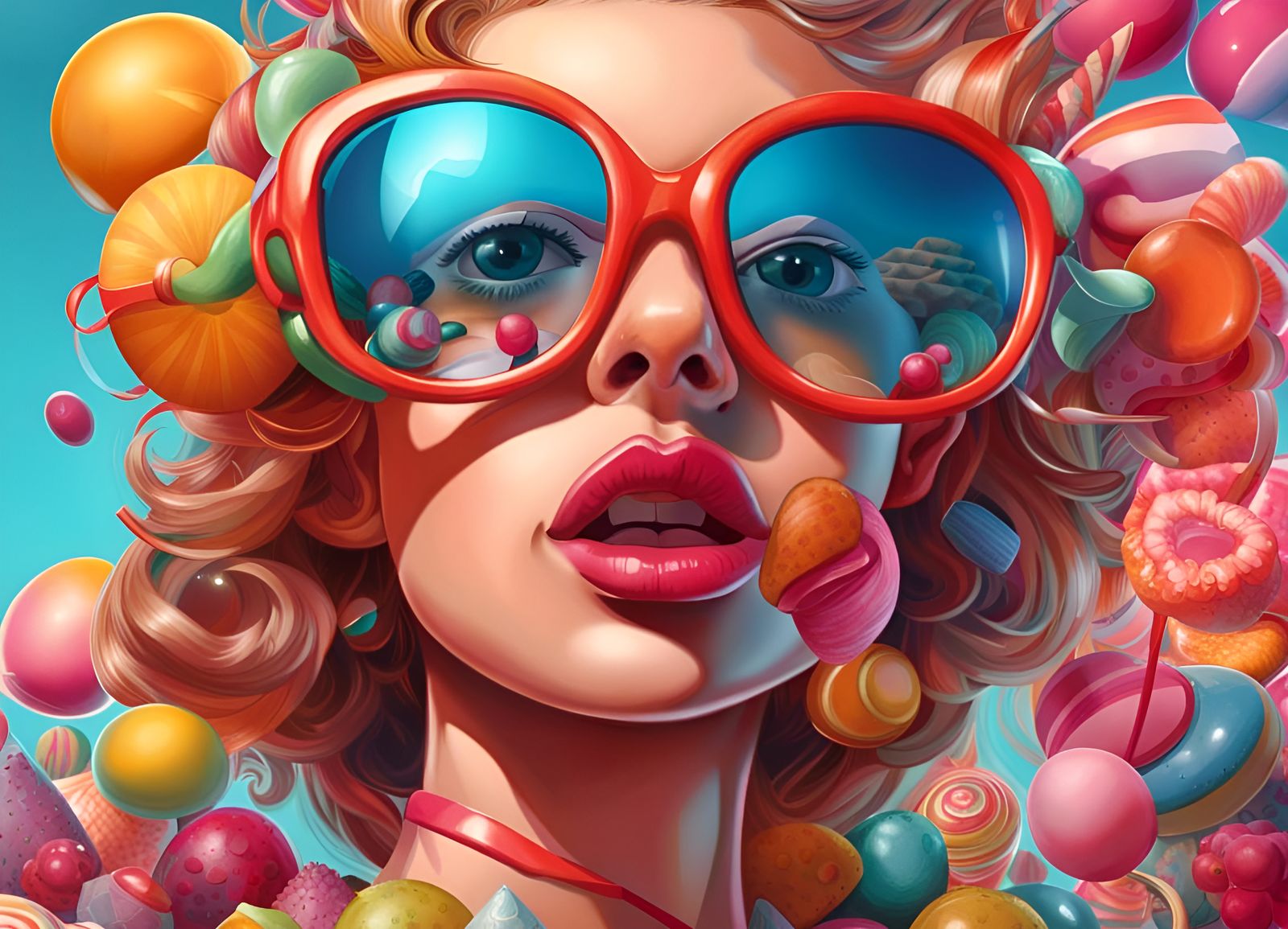 Candy Model Portrait in Hyperdetailed Digital Illustration