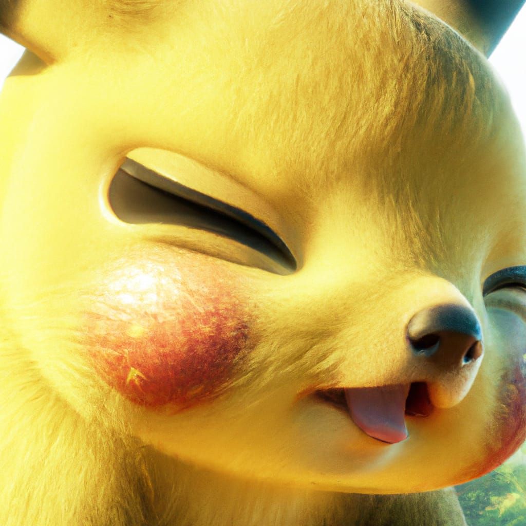 Adorable Pikachu Sneezing: 3D Animated Digital Painting