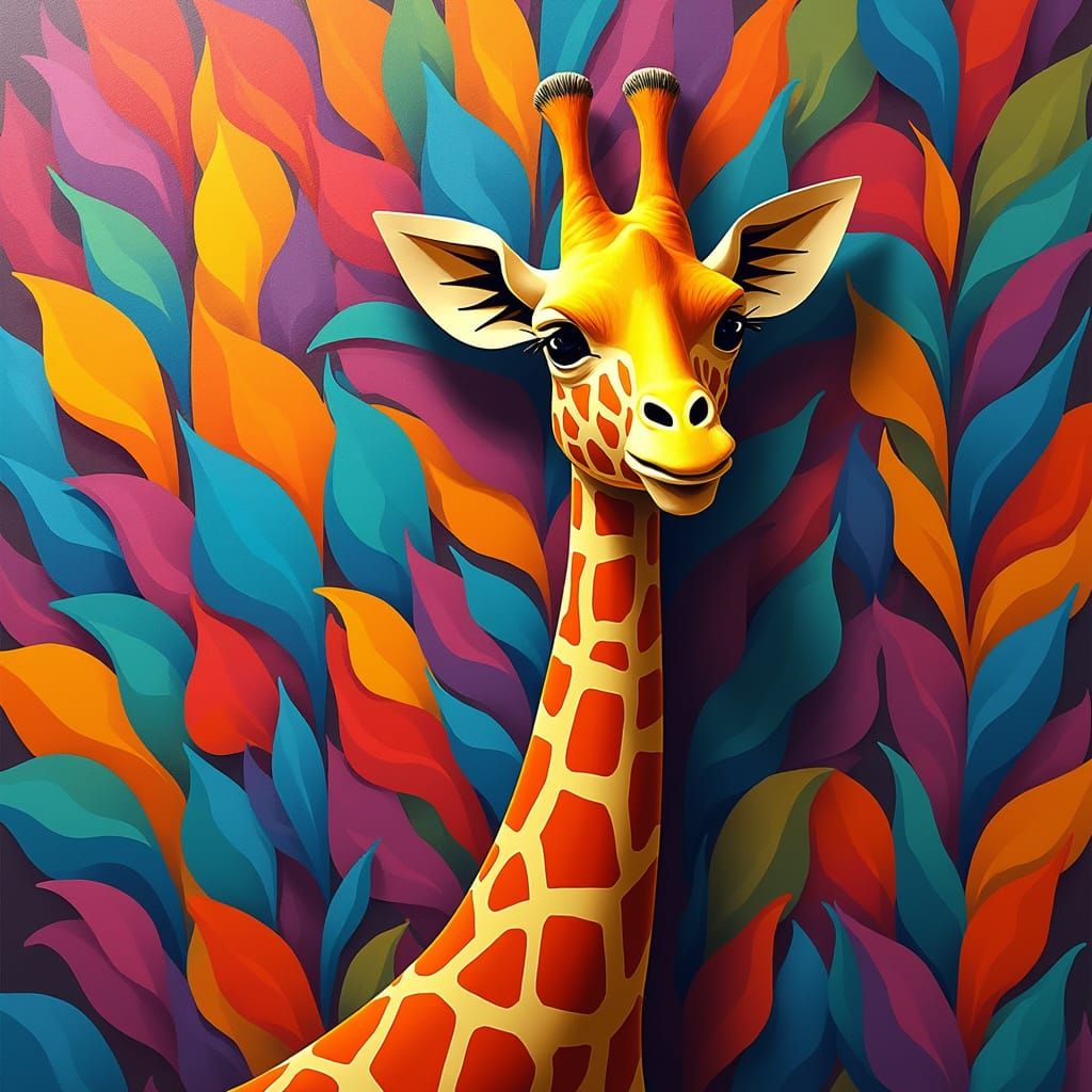 Geometric Giraffe in Art Deco Digital Style