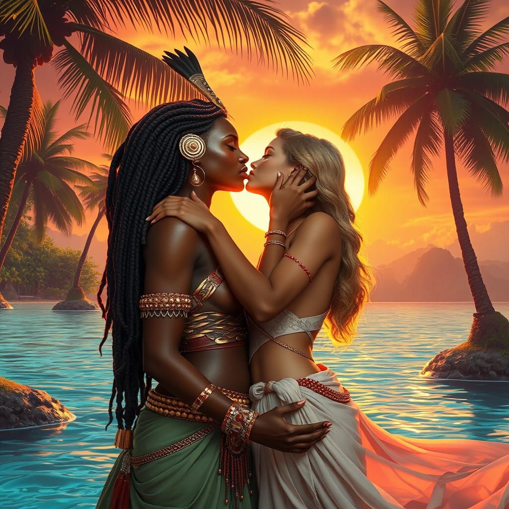 Ethereal Encounter: Amazonian Warrior and Blonde Beauty Unit...