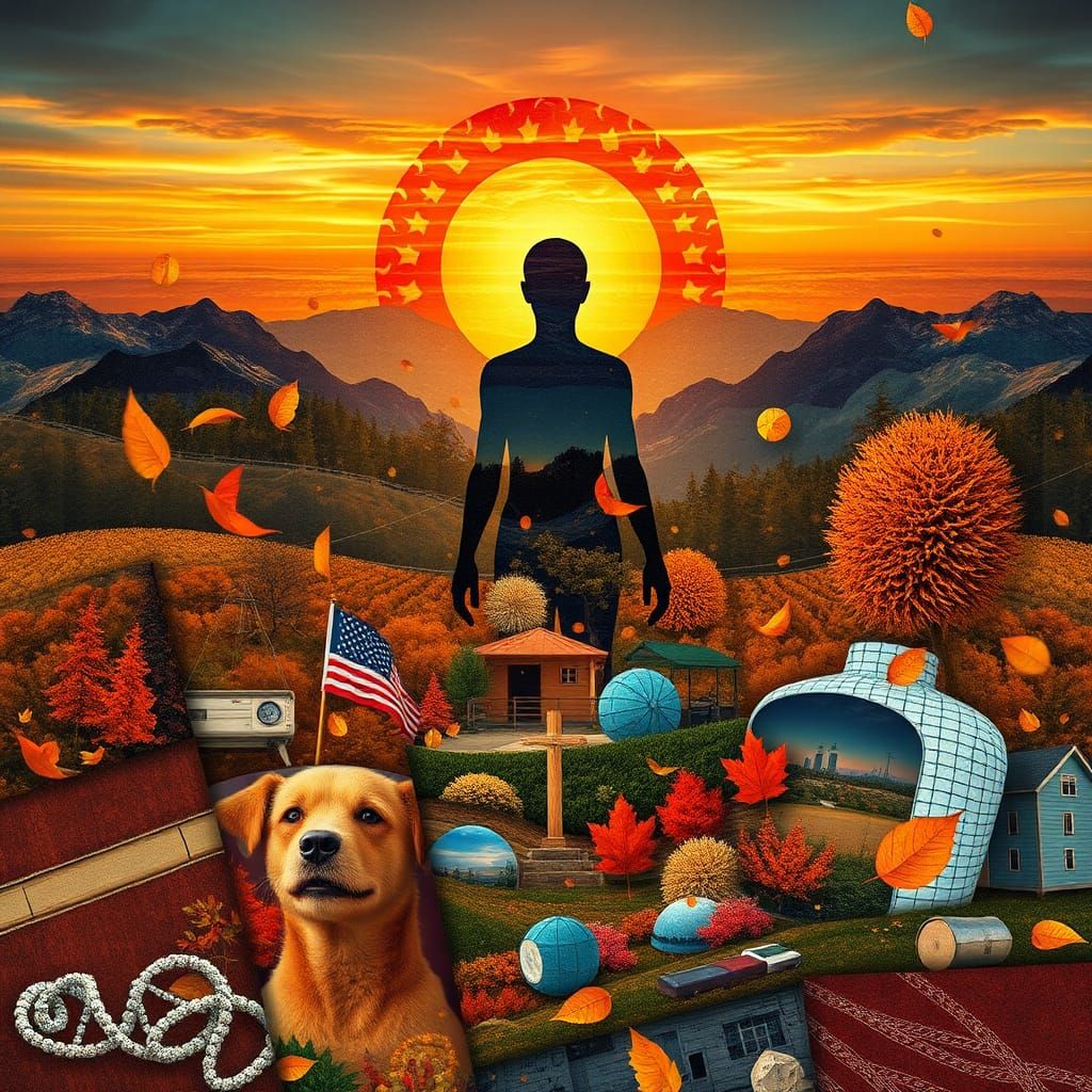 Surreal Fall Paper Collage Art in 8K