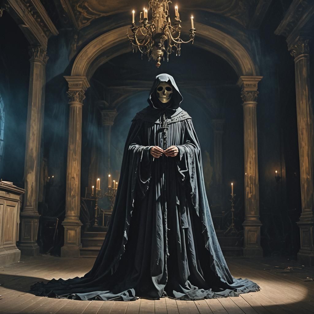 Ghostly Figure on Opera Stage in Gothic Romanticism