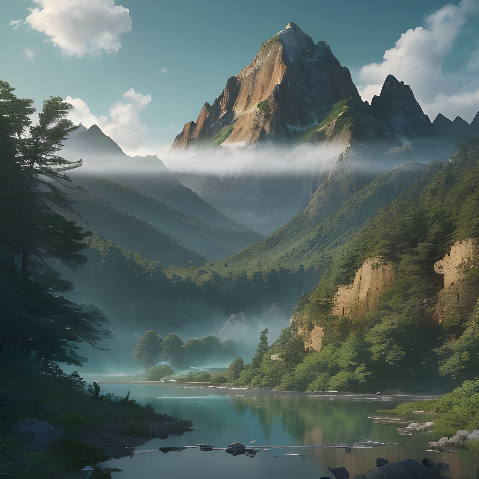 Breathtaking Fine Art Landscape in Cyberpunk Aesthetic