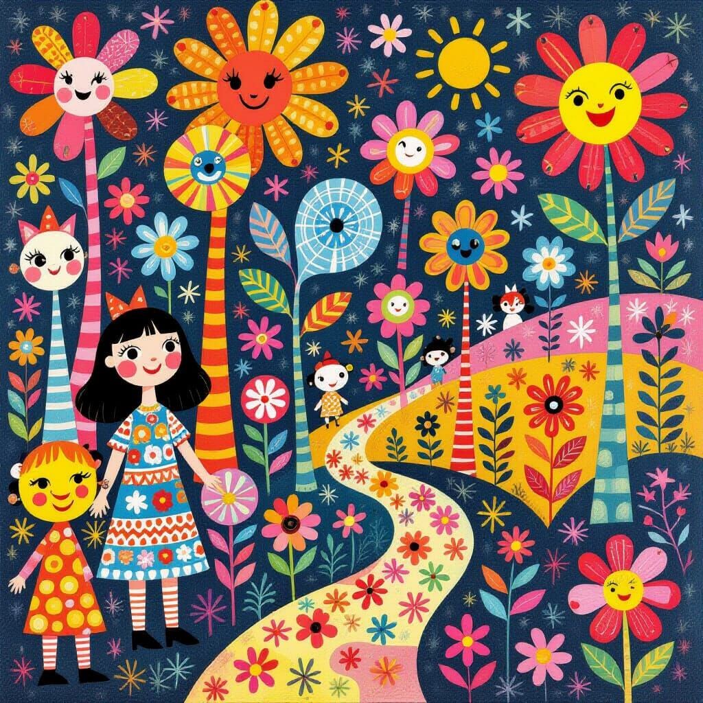 Whimsical Abstract Shapes and Characters in Children's Illus...