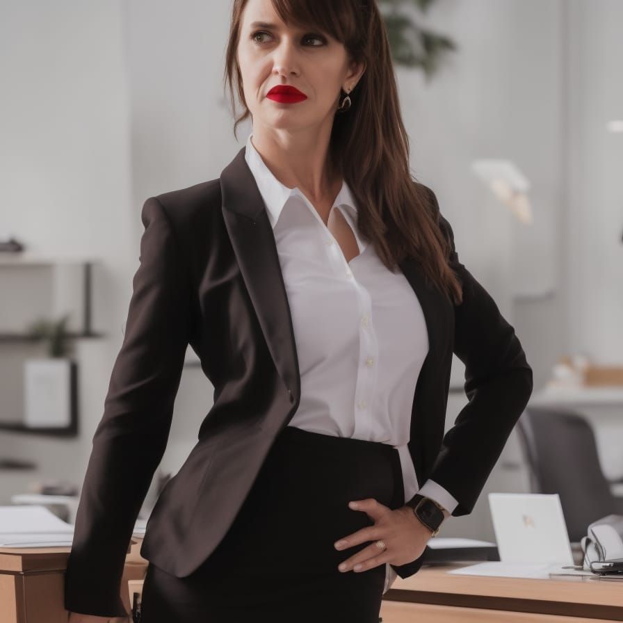 Professional Woman in Office Attire with Folder