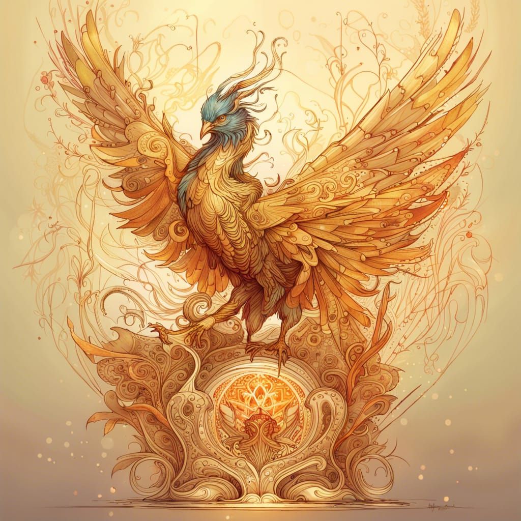 Golden Phoenix Trophy with Intricate Details