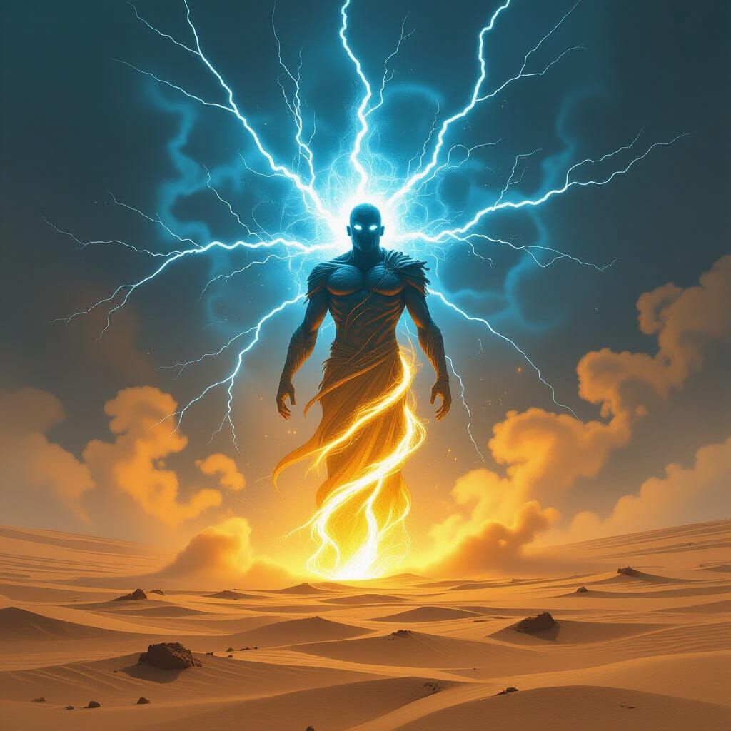 Energy Being and Lightning Whirlwinds in Digital Matte Paint...
