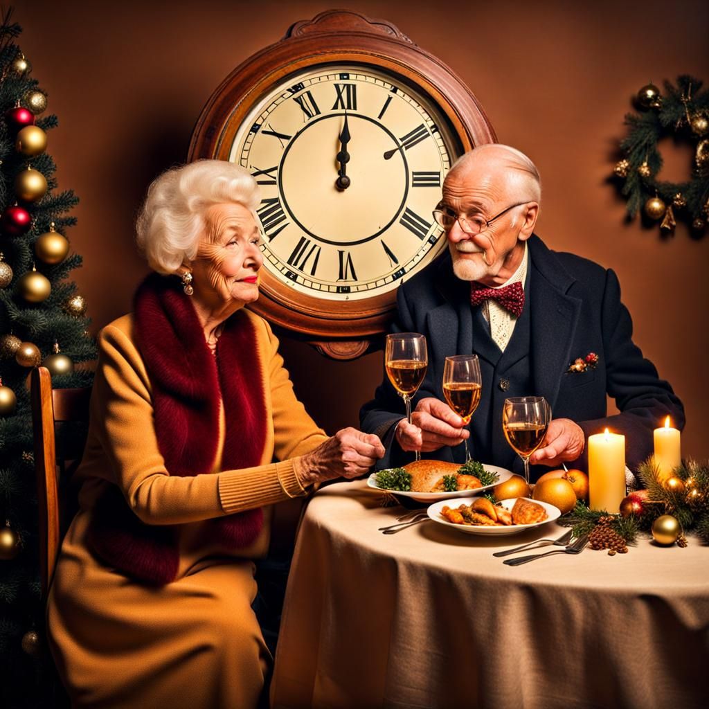 Nostalgic New Year's Eve Dinner with Elderly Couple