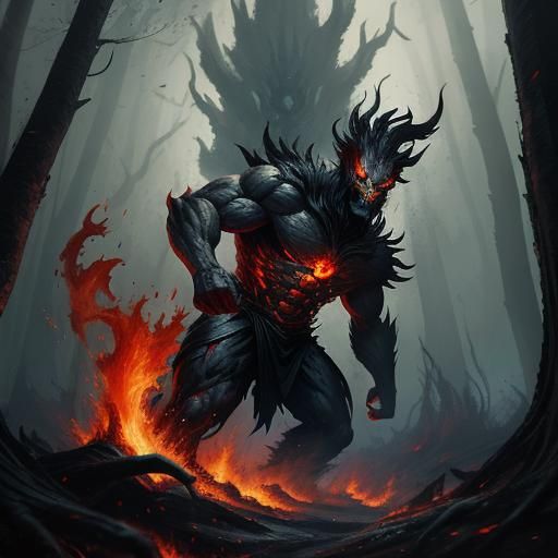 Sinister Fire Elemental in Forest