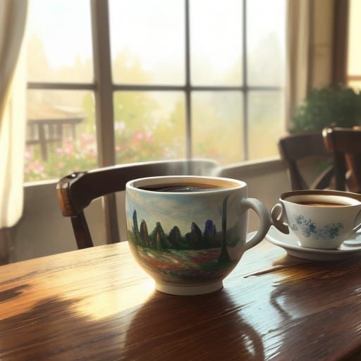 Impressionist Morning Coffee Scene