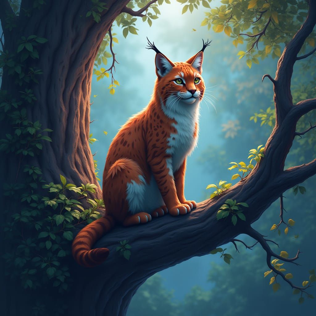 Mystical Lynx in Fantasy Matte Painting
