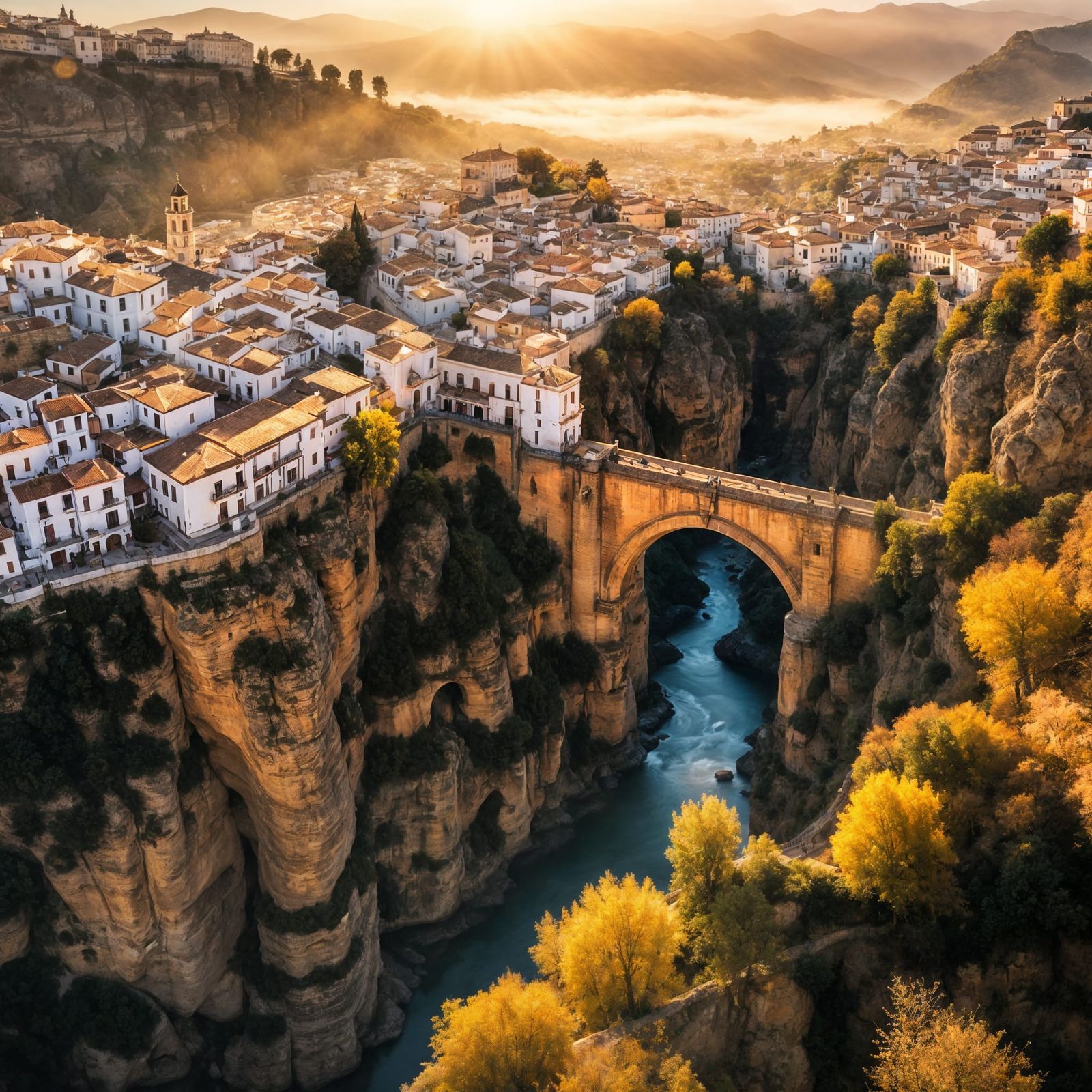 Golden Hour Bridge Over Ronda's Andalusian Landscape
