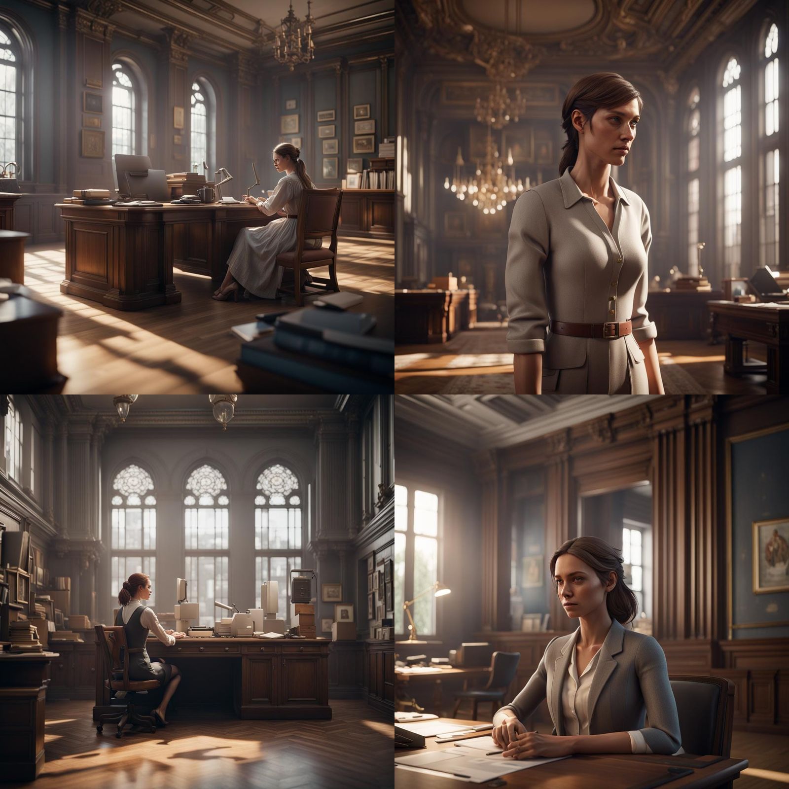 Tired Woman in Registry Office: 3D Game Cinematic