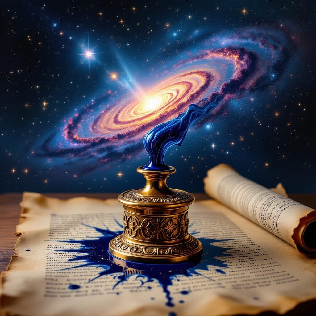Gothic Inkwell Creates Iridescent Galaxy