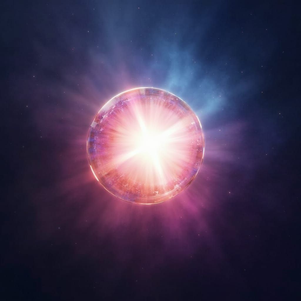 Radiant Sphere of Light in Abstract Expressionist Style