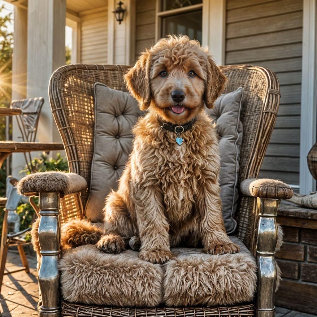 Golden Doodle Puppy in Hyperrealistic Digital Painting