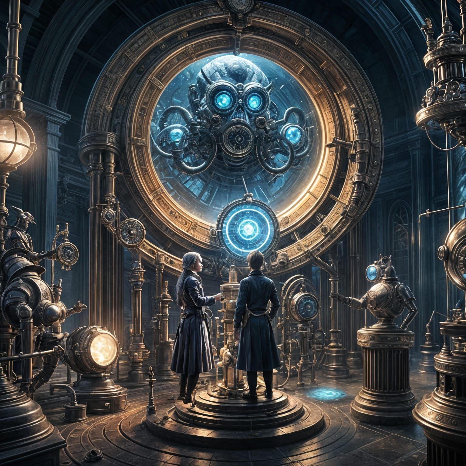 Morlock Monsters Emerge from Time Portal in Steampunk Lab